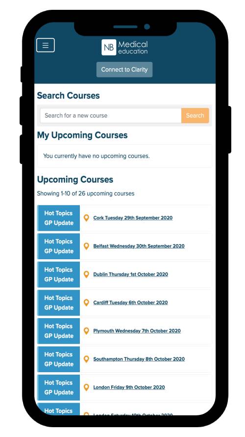 NB App courses screenshot